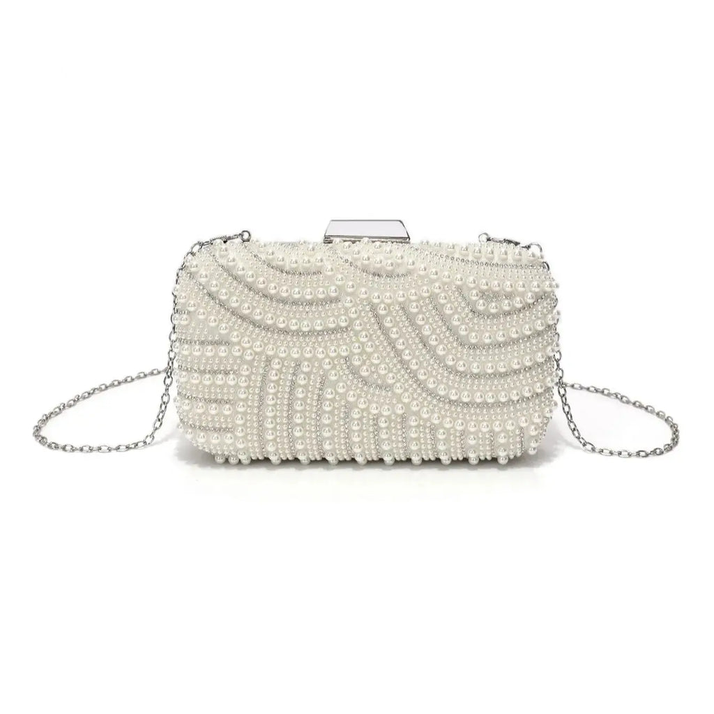 Elegant Pearl Rhinestone Bag - Luxury Evening Clutch