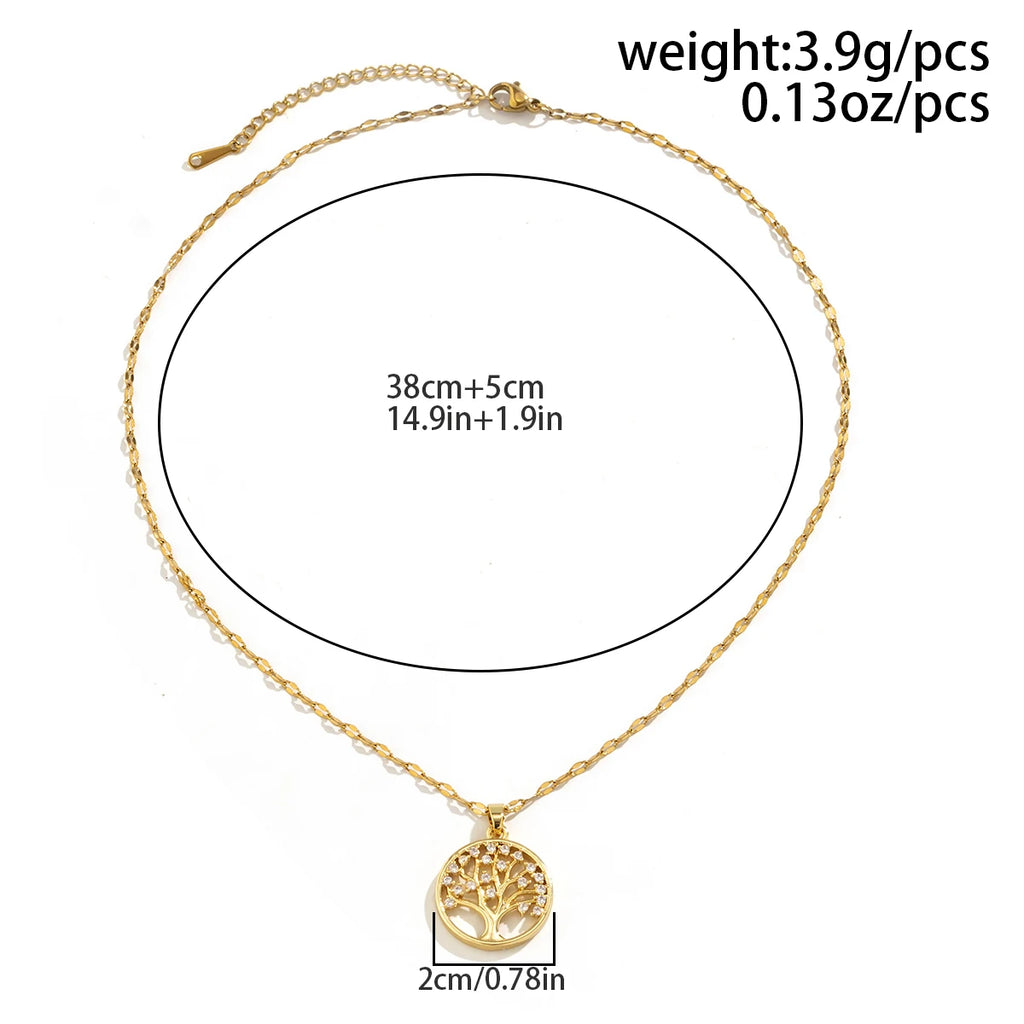 Luxury Rhinestone Tree of Life Necklace - Vintage Stainless Steel