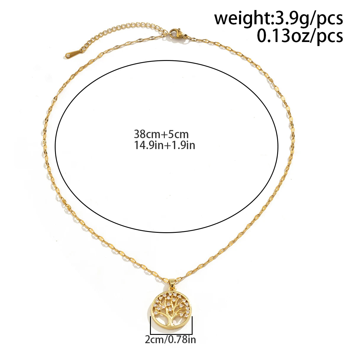 Luxury Rhinestone Tree of Life Necklace - Vintage Stainless Steel