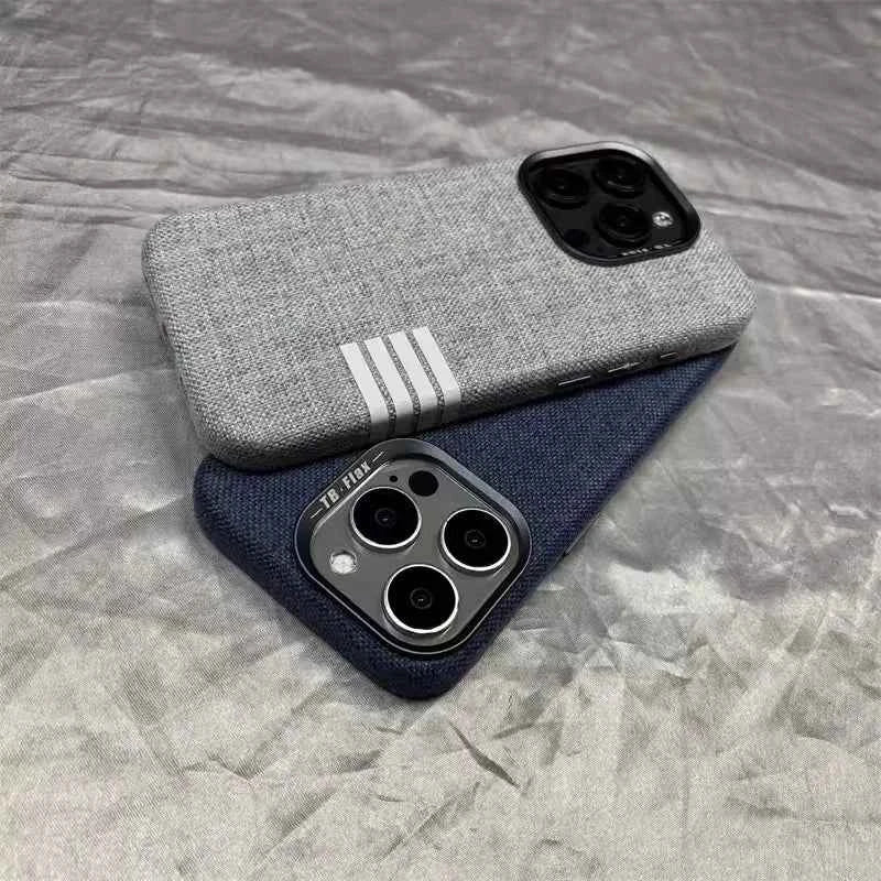 Linen fabric magnetic charging phone case for iPhone 17 16 13 14 15 Pro Max Retro style anti-fall protective case For 15 14 plus