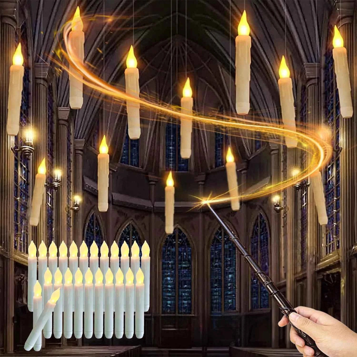 Magical Floating Candles with Wand Control - Realistic LED Decor
