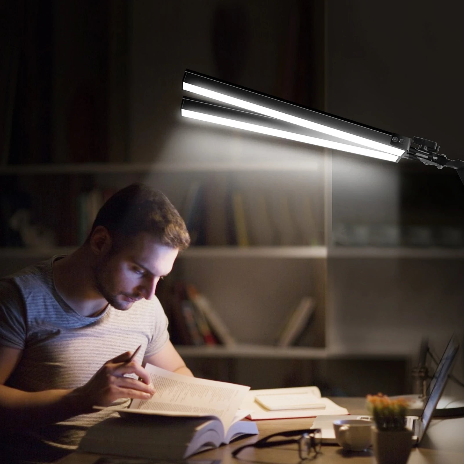 Premium LED Desk Lamp with Clamp - Auto Dimming & Bright