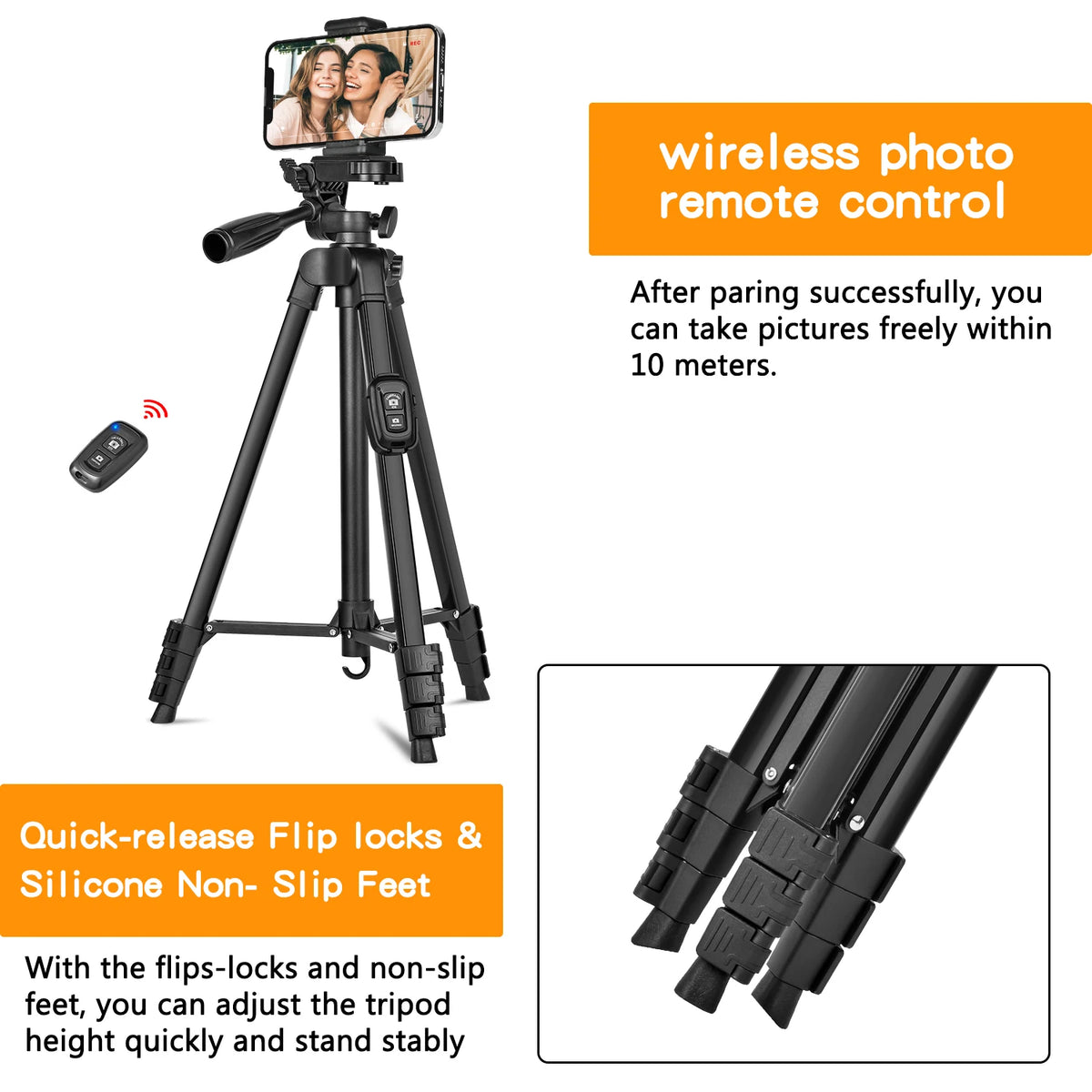 Professional 60" Camera Tripod with Remote & Travel Bag