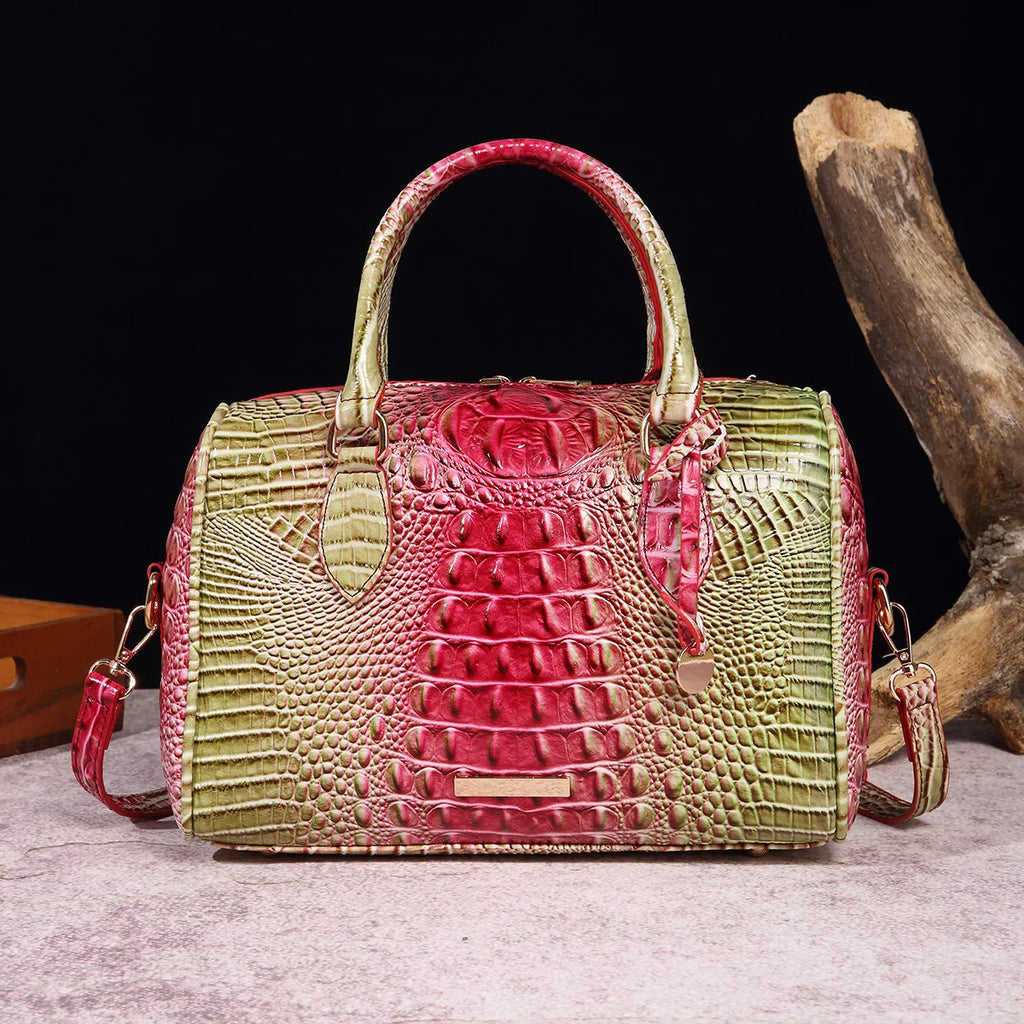 Elegant Crocodile Pattern Boston Bag