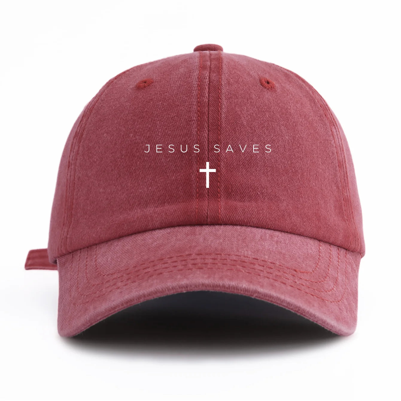 1pc JESUS SAVES Print Washed Baseball Cap for Adults,Minimalist Retro Style Casual Soft Adjustable Dad Hat, Perfect As Gift - Tulique