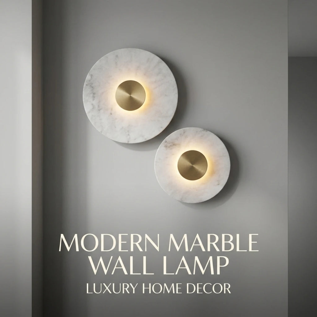 Luxury Marble LED Wall Lamp - Round Copper Sconce