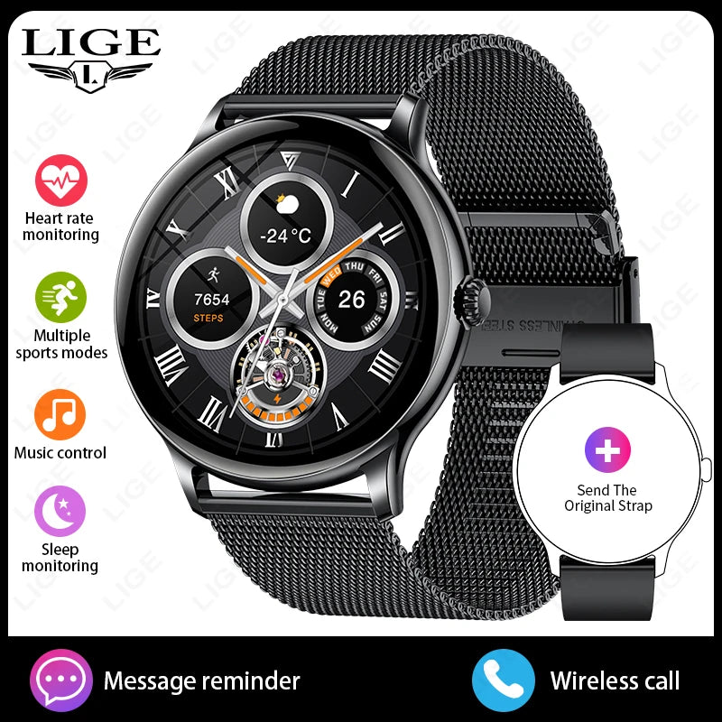 Luxury Steel Smart Watch - Bluetooth Call & Fitness Tracker
