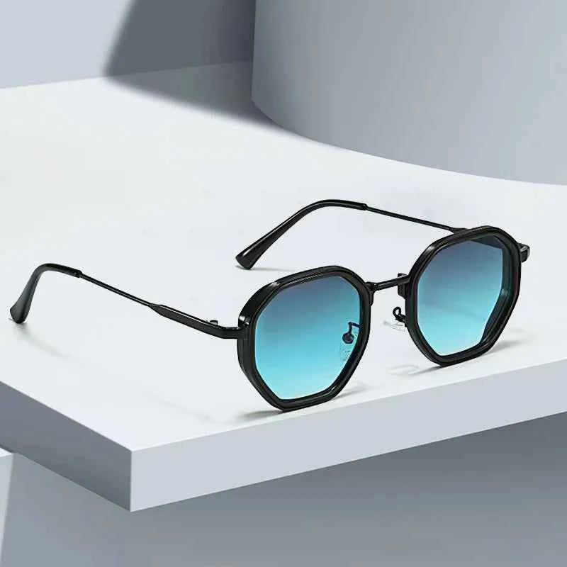 Modern Vintage Sunglasses for Women - Octagonal Golden Edging