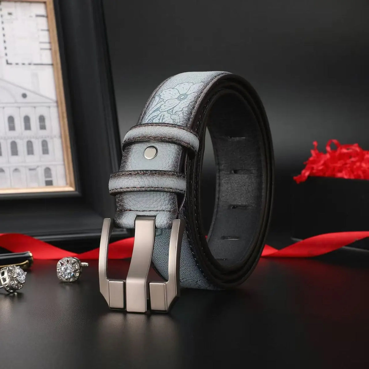 Retro Western Leather Belt - Premium Alloy Buckle