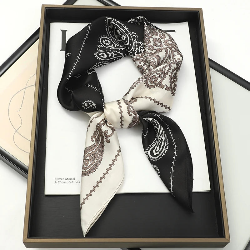 Luxury Silk Scarf - 70x70cm Square Shawl & Headband