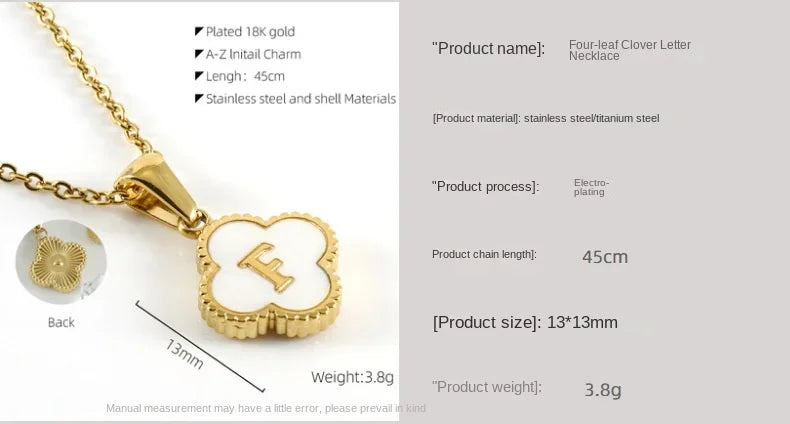 Elegant Initial Letter Necklace - Lucky Shell Gold Pendant