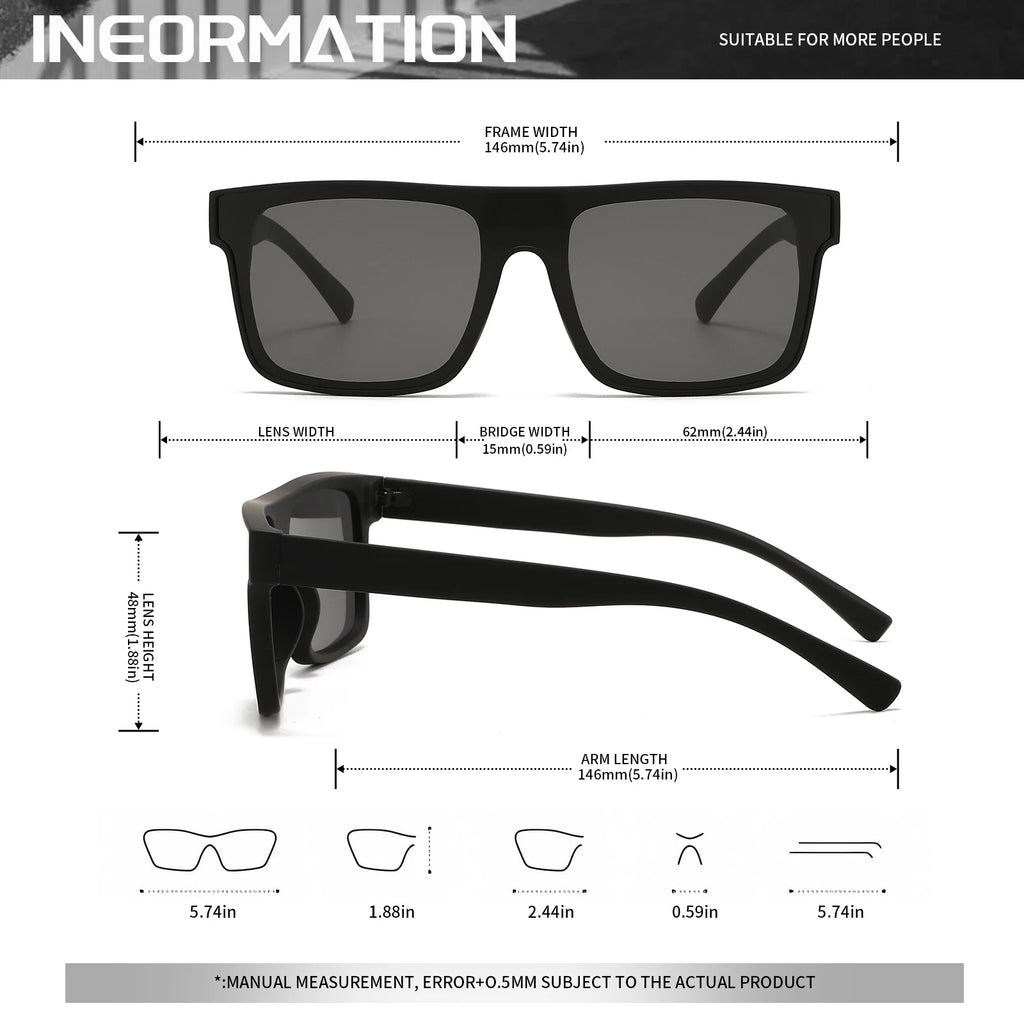 Classic Square Sports Sunglasses - Patterned Temples & UV Protection