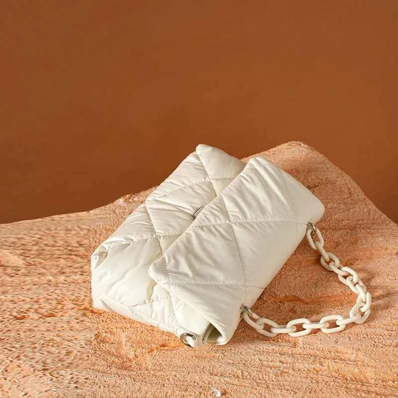Elegant Women Crossbody Bag - Feather Down Padded