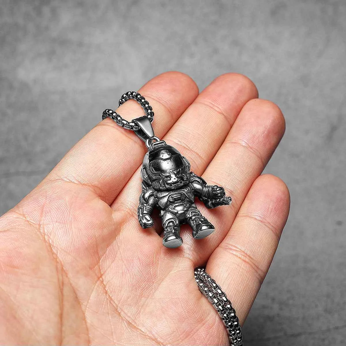 Mech Astronaut Stainless Steel Man Necklaces Pendant Chain Punk Retro For Women Fashion Jewelry Gifts Wholesale Dropshiping
