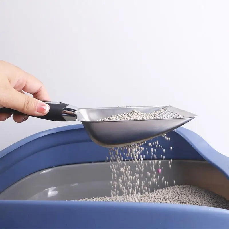 Premium Metal Cat Litter Scoop - Long Handle Cleaning Tool