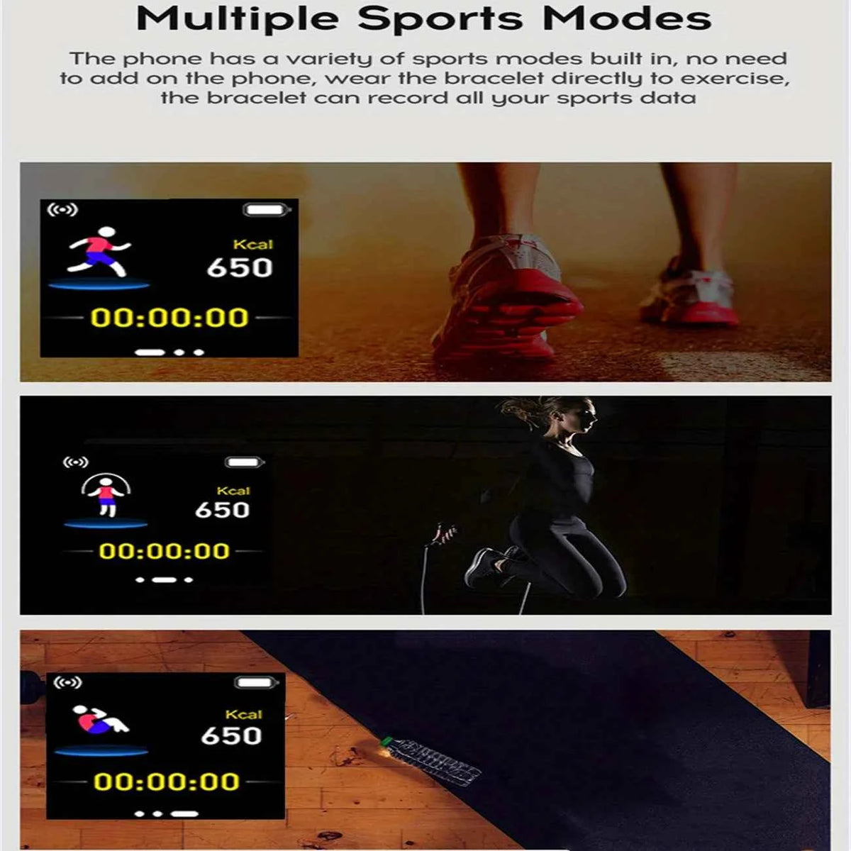 Smart Watch Fitness Sport Bracelet with Bluetooth & Sleep Monitor