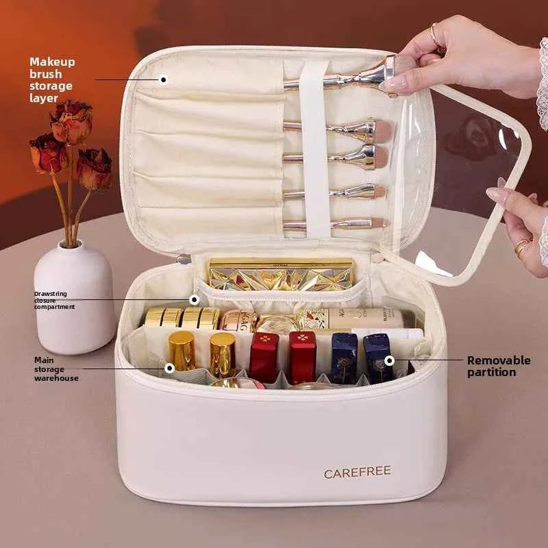 Premium Luxury PU Makeup Bag - Travel Organizer with Zipper