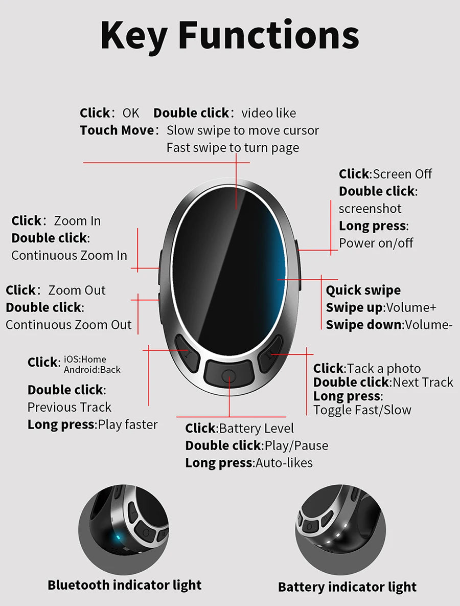 Premium Wireless Scrolling Ring - Bluetooth Remote for TikTok & Ebooks