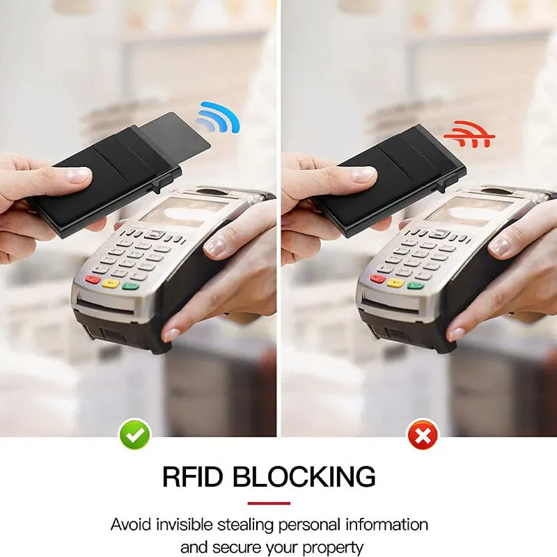 Premium Minimalist Metal Wallet - RFID Blocking Card Holder