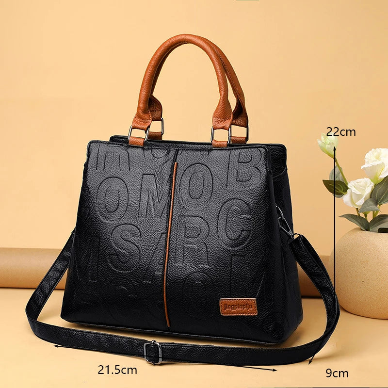 Luxury PU Leather Crossbody Bag - Elegant Large Capacity Tote