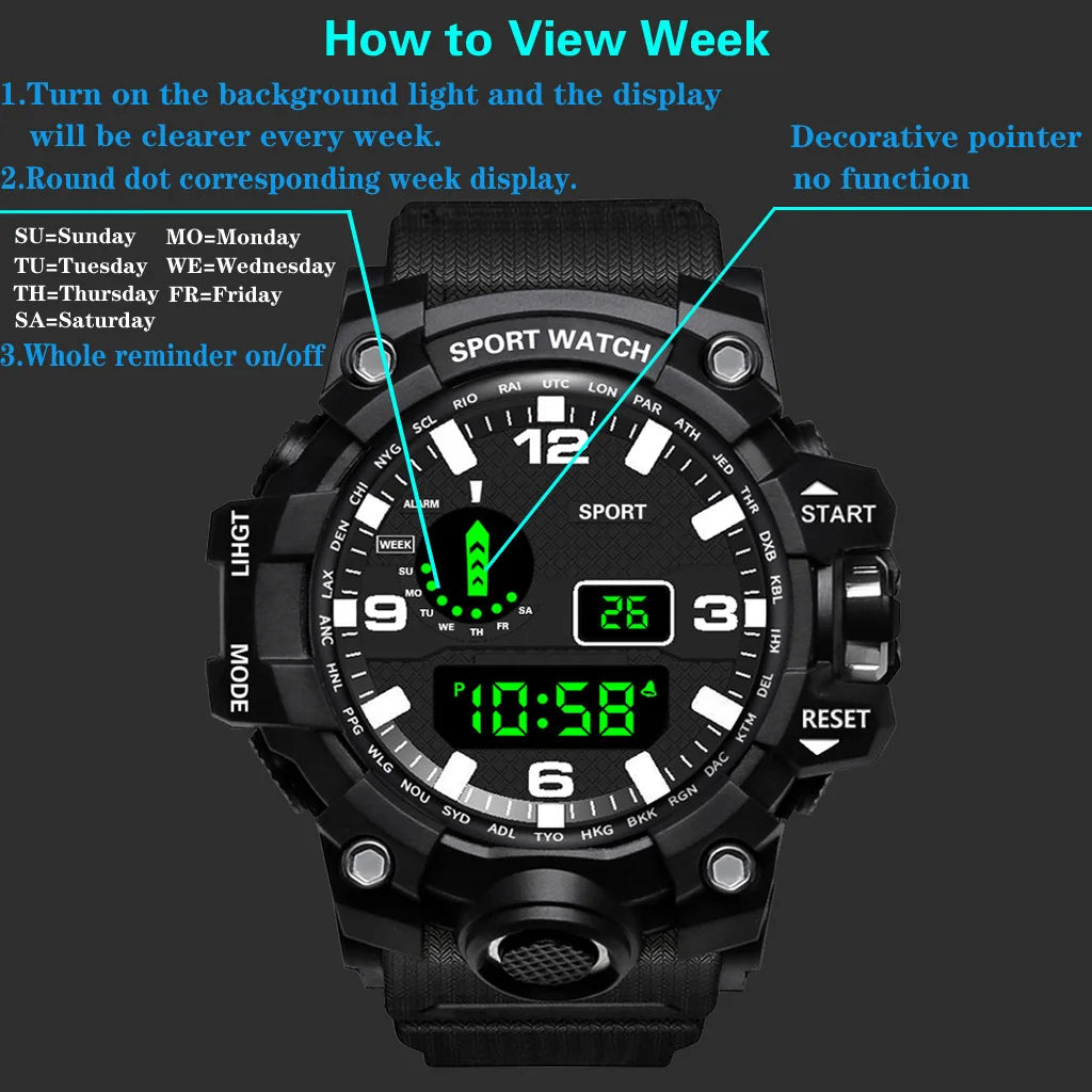 Premium Men's Sports Watch - Waterproof Digital Fitness Tracker