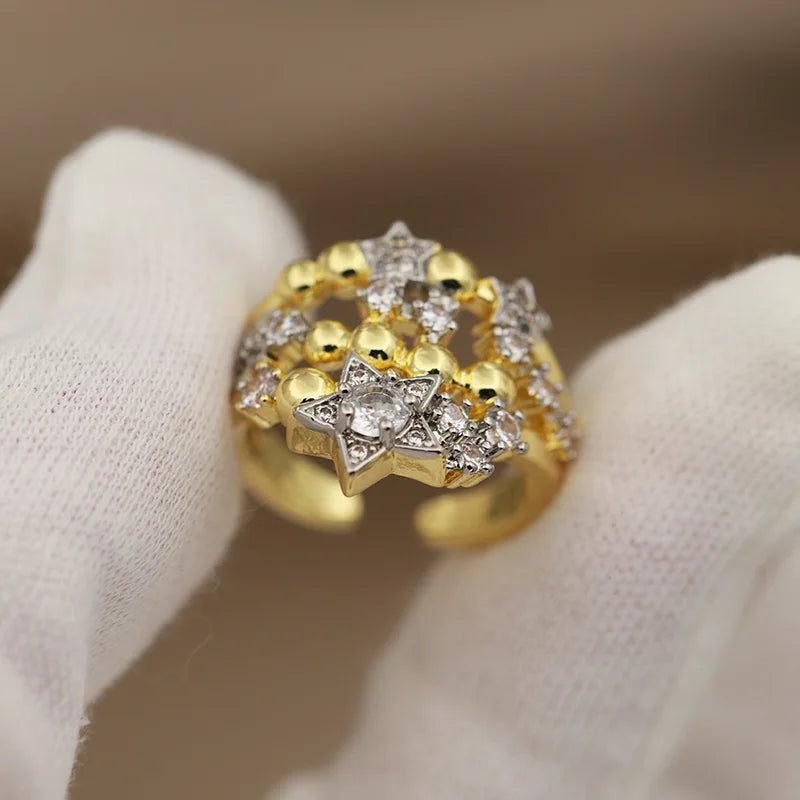 Luxury Crystal Waterdrop Open Ring - Adjustable Zirconia Jewelry