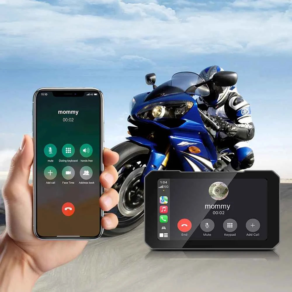 Advanced Motorcycle CarPlay Screen - Wireless Dual Camera Display