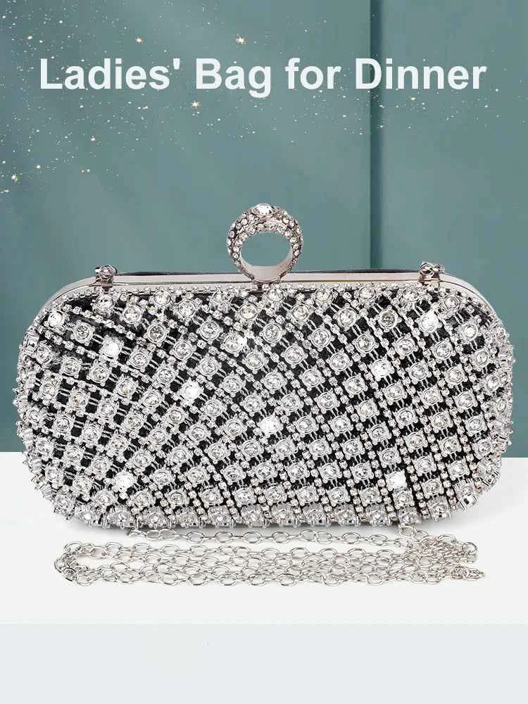 Elegant Rhinestone Evening Bag - Luxury Chain Shoulder Purse