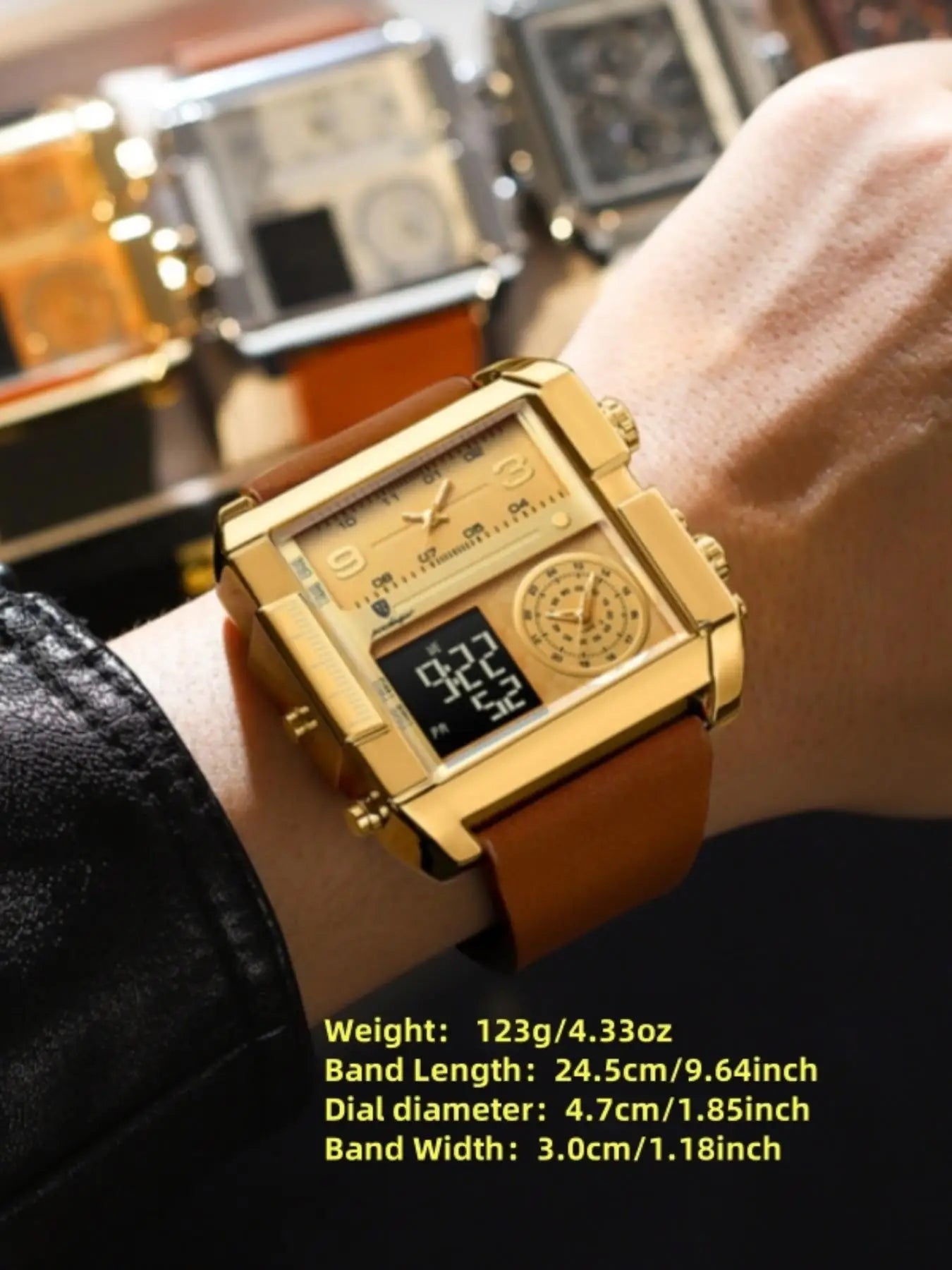 Elegant Men's Rectangular Quartz Watch - Waterproof & Luminous