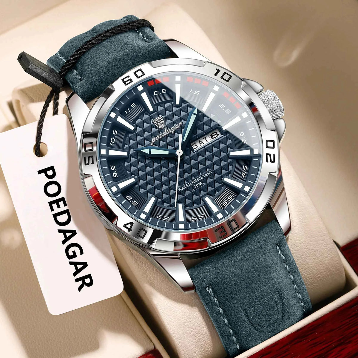 Luxury Men's Quartz Watch - Waterproof Leather Wristwatch