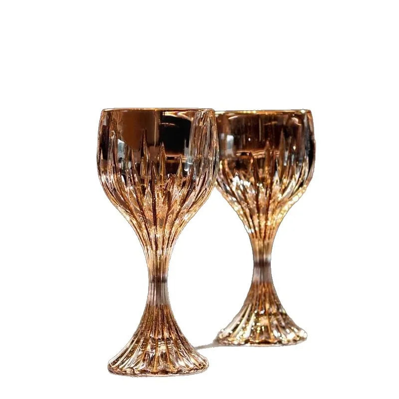 Elegant Crystal Gold Trim Wine Glass - Lead-Free & Stylish