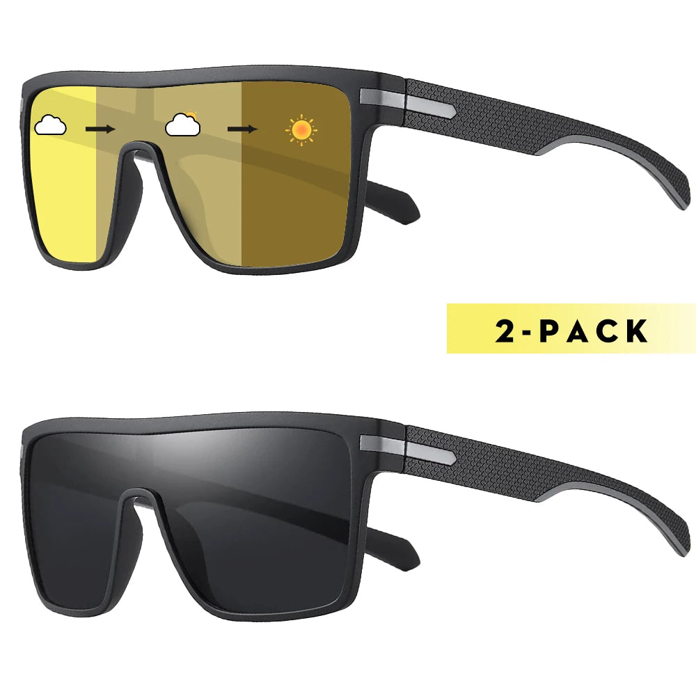Oversized Photochromic Polarized Sunglasses - UV400 Protection