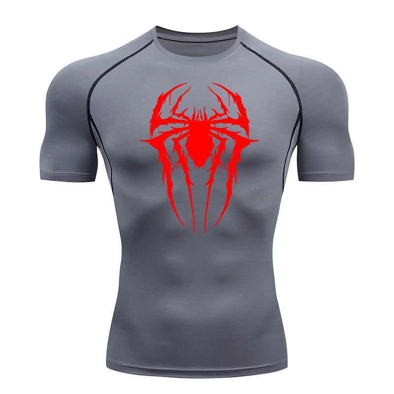 Premium Men's Spider Graphic Compression Shirt - Quick Dry Rash Guard