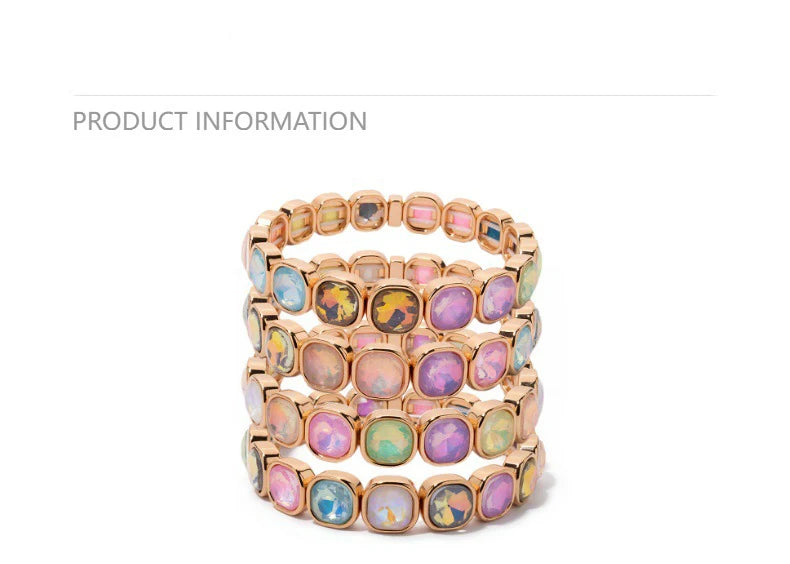 Elegant Enamel Charm Bracelet - High-End Square Alloy Bead Design