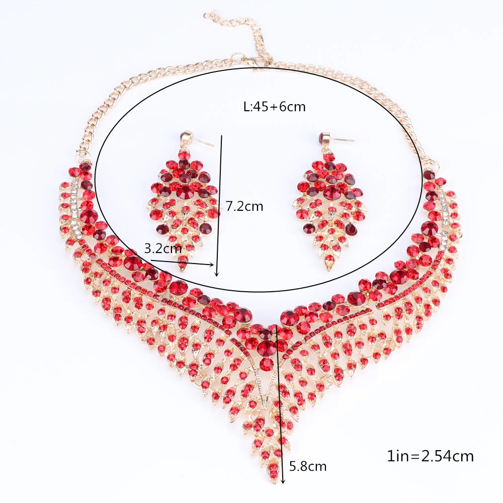 Elegant Crystal Jewelry Set - Rhinestone Necklace & Earrings