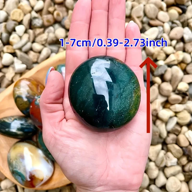 Premium Ocean Jasper Palm Stone - Smooth Polished Marbled Gem