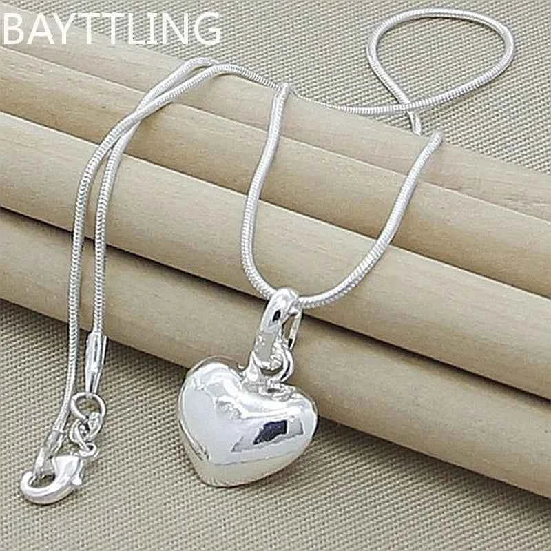 Elegant Sterling Silver Heart Necklace - Solid 925 Snake Chain