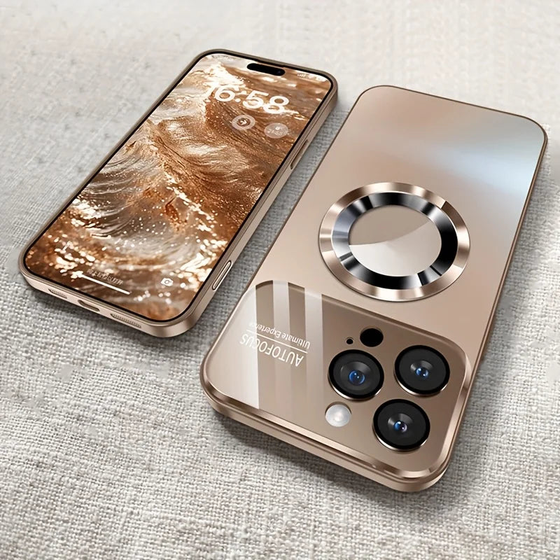 Luxury Glass Camera Magnetic Wireless Charge Case