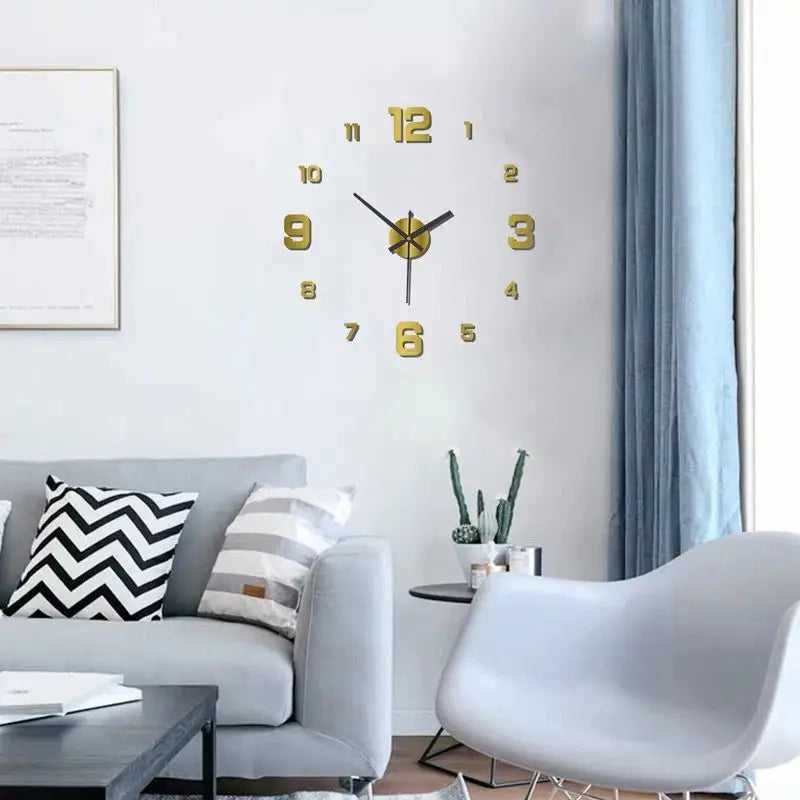 Elegant Frameless DIY Wall Clock - Silent & Modern Decor