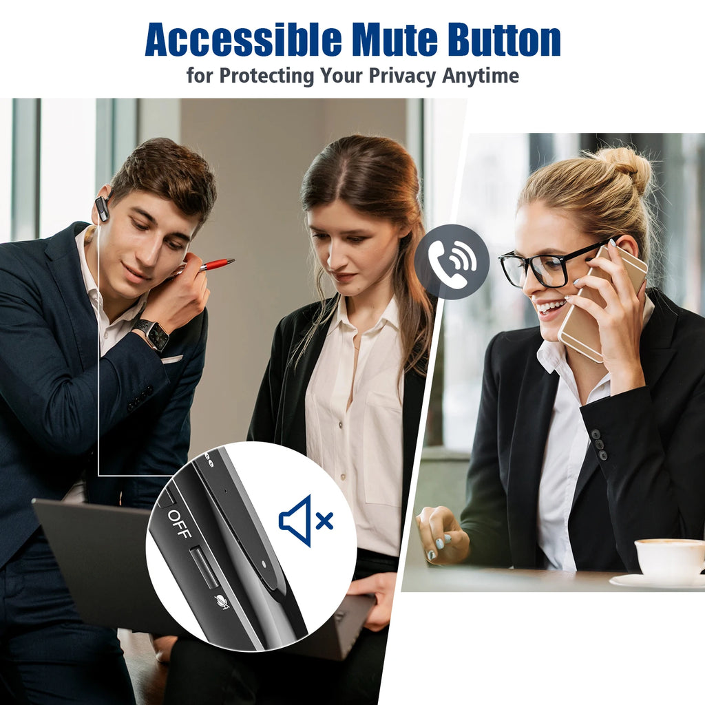 Premium Bluetooth 5.0 Headset with Dual Mic CVC8.0 Noise Reduction
