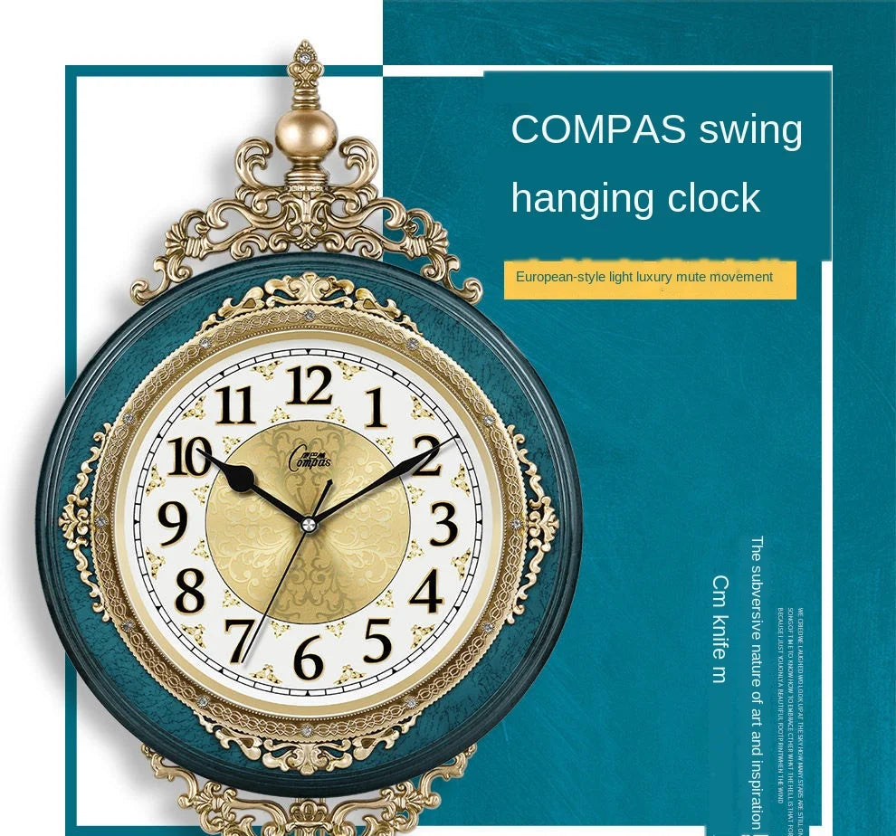 Elegant Retro Wall Clock - Mute Pendulum Design