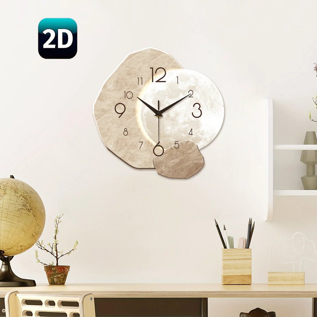 silent moon wall clock - modern wooden design with moon silhouette