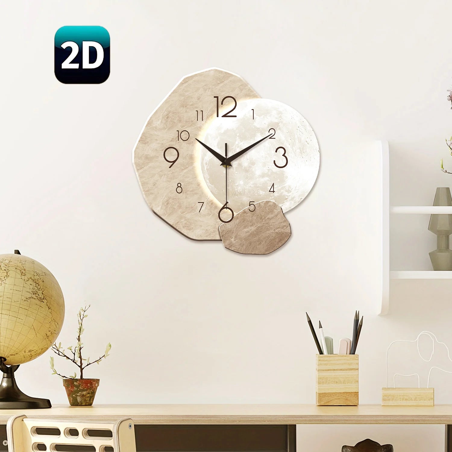 silent moon wall clock - modern wooden design with moon silhouette