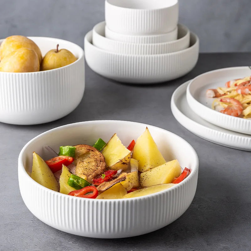 Premium Ceramic Dinnerware Set - Matte Glazed Japanese Style
