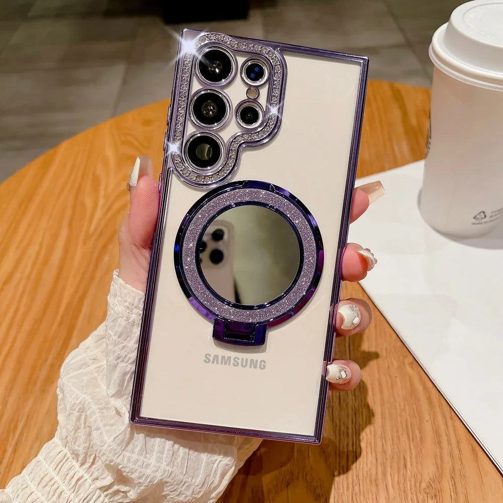 Luxury Magsafe Mirror Case for Samsung Galaxy - Plated Cover
