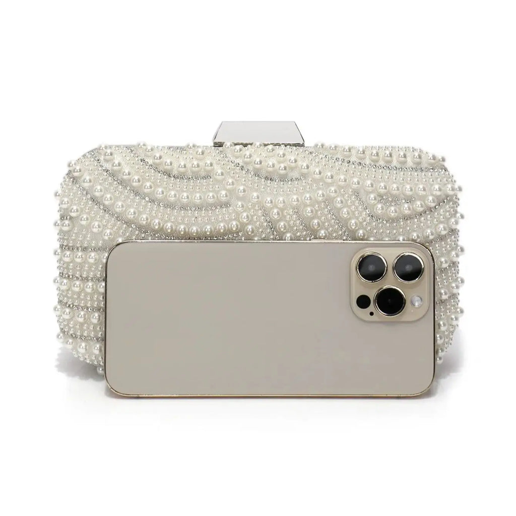 Elegant Pearl Rhinestone Bag - Luxury Evening Clutch