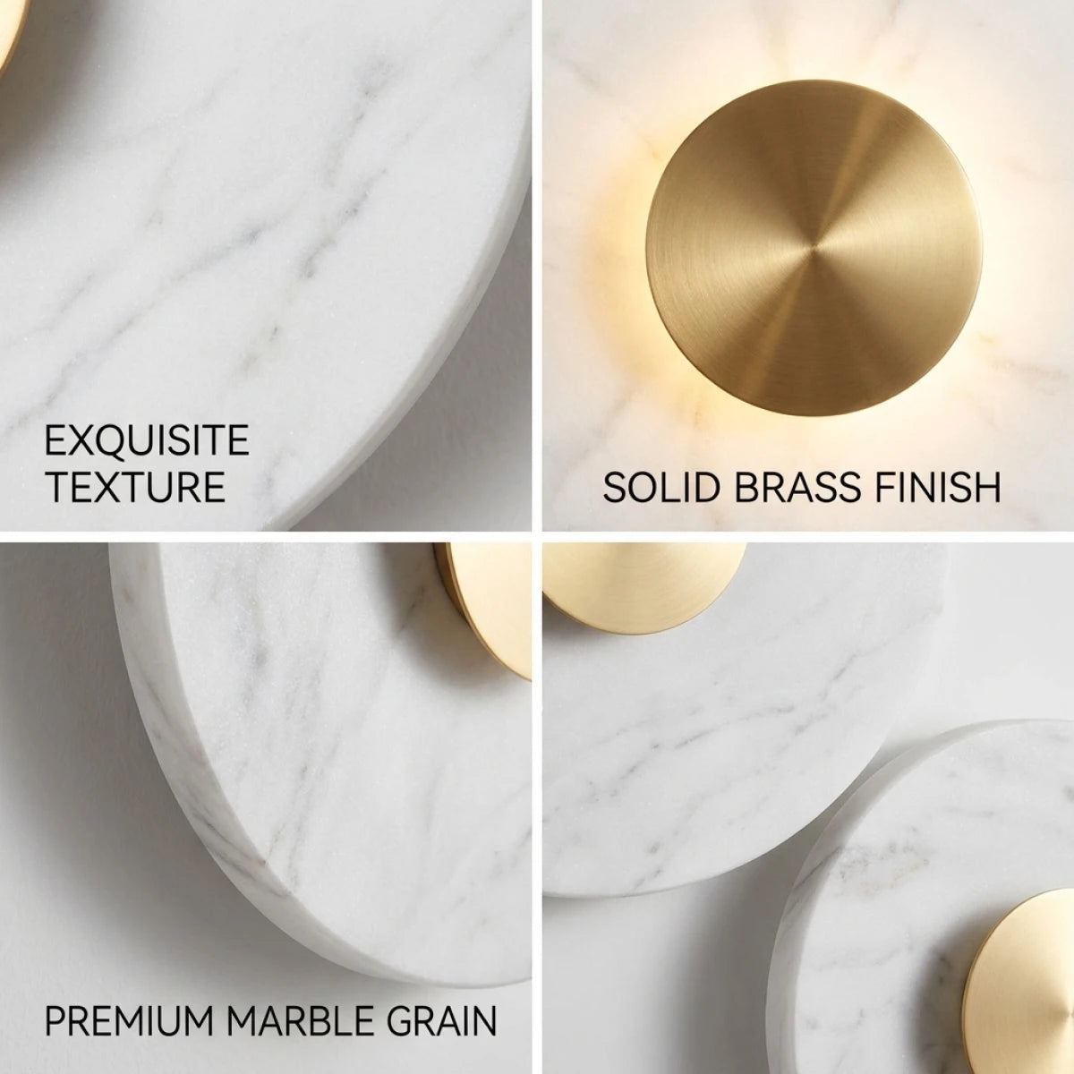 Luxury Marble LED Wall Lamp - Round Copper Sconce
