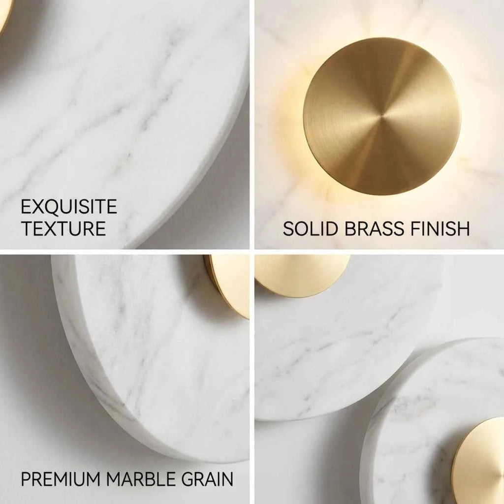 Luxury Marble LED Wall Lamp - Round Copper Sconce