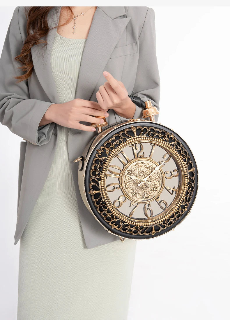 Elegant Clock Handbag - Unique Design Crossbody Bag