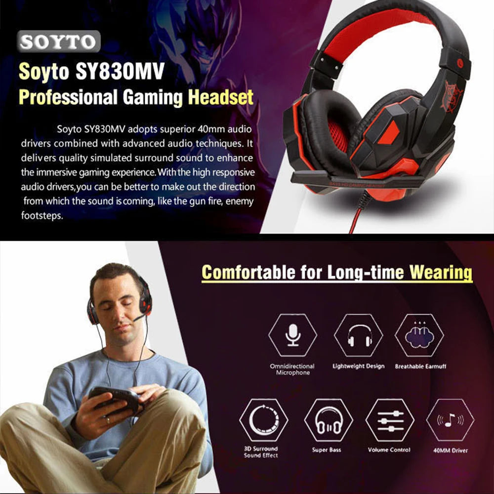 Premium Wired Gaming Headset - 120° Adjustable & Noise Cancelling